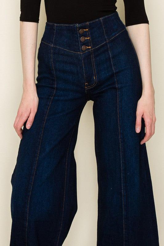 Cheyenne Wide leg Western Jeans - Three Mad Hatters Mercantile 