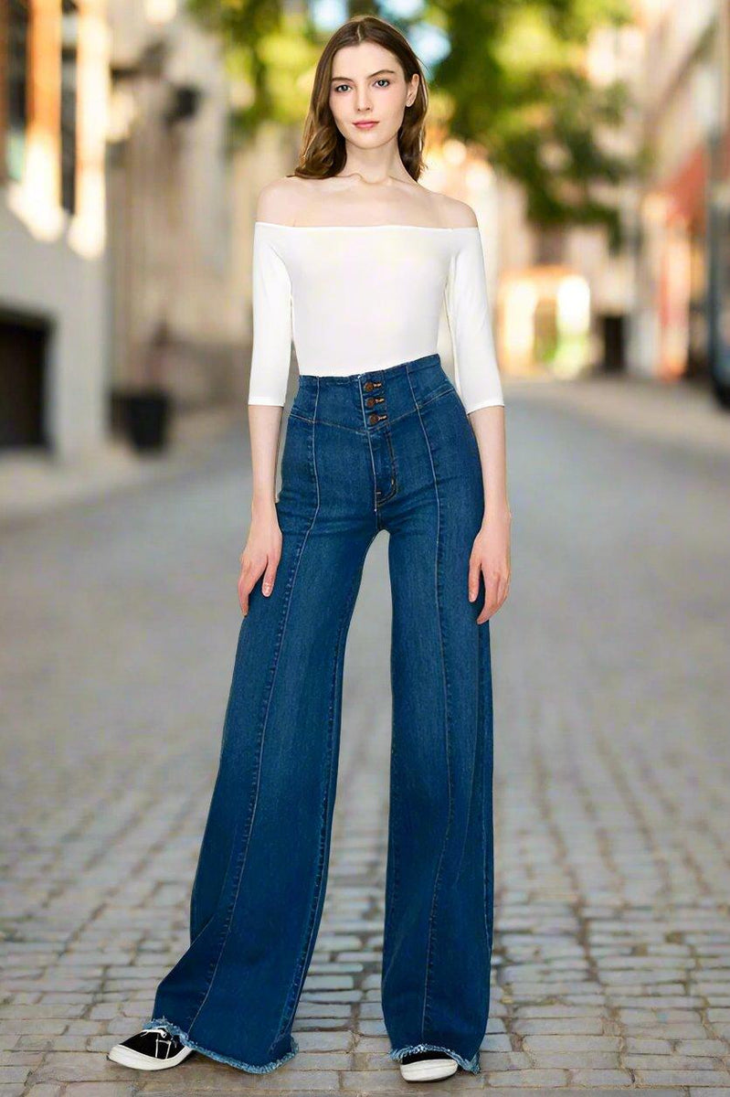 Cheyenne Wide leg Western Jeans - Three Mad Hatters Mercantile 