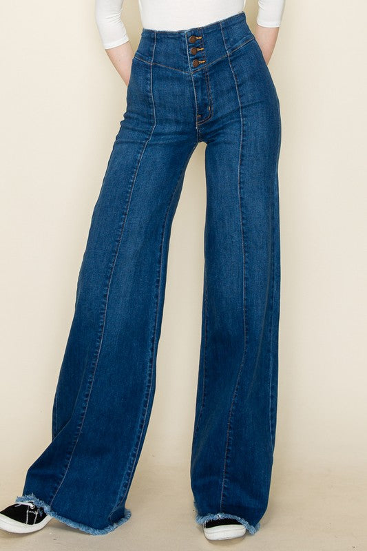 Wide leg, denim pants,  jeans, western  Medium Wash 24 