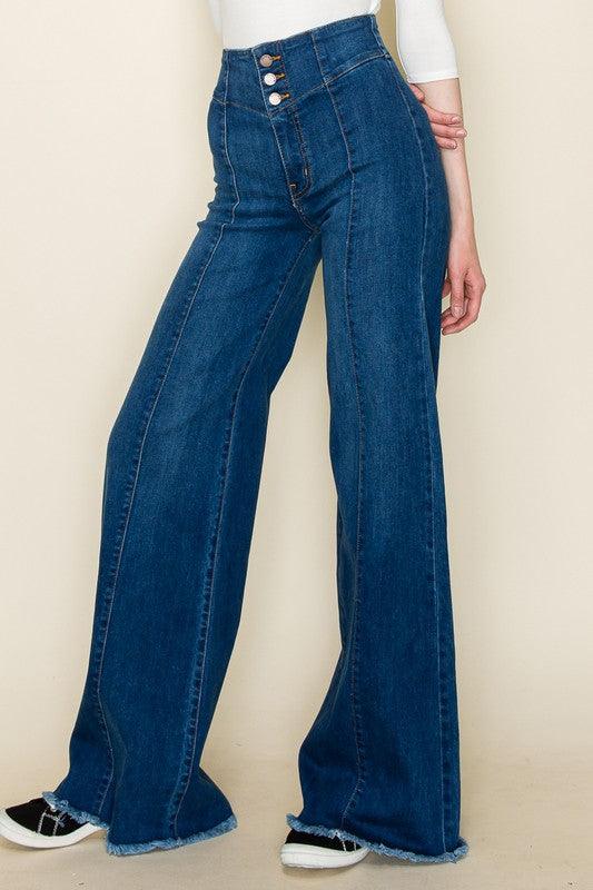 Cheyenne Wide leg Western Jeans - Three Mad Hatters Mercantile 