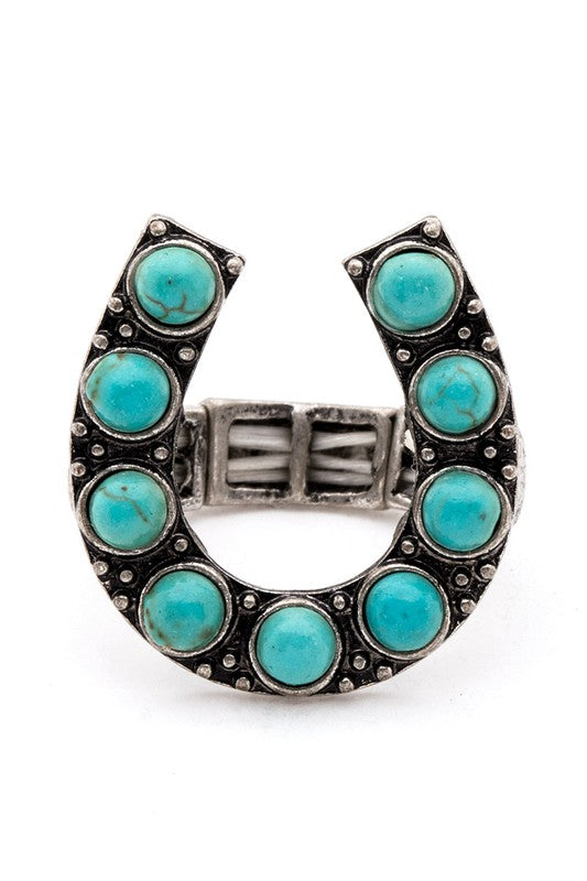 Horse Shoe Western Stretch Ring Western Stretch Ring Turquoise O/S 