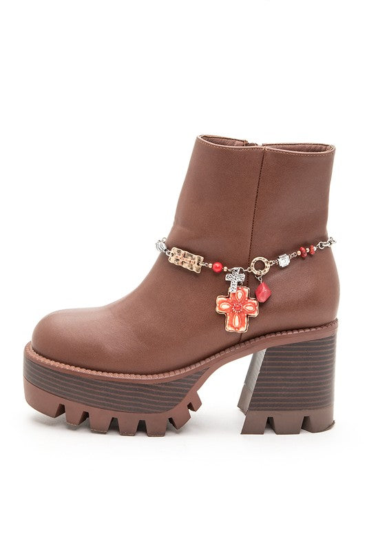 Mix Tone Cross Western Boot Charm Boot Charm SILVER/RED O/S 