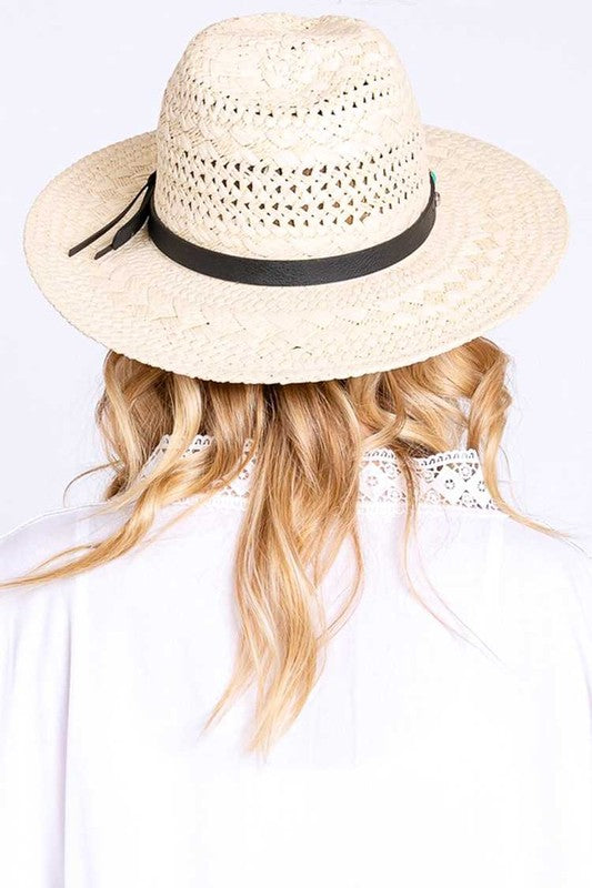 Western Headband Straw Fedora    