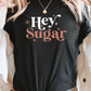 Hey Sugar Sparkle Valentines Day Graphic Tee T- Shirt Heather Black S 