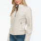 Snobbish PU Leather Biker Jacket with Side Zip Pockets Womens Jacket