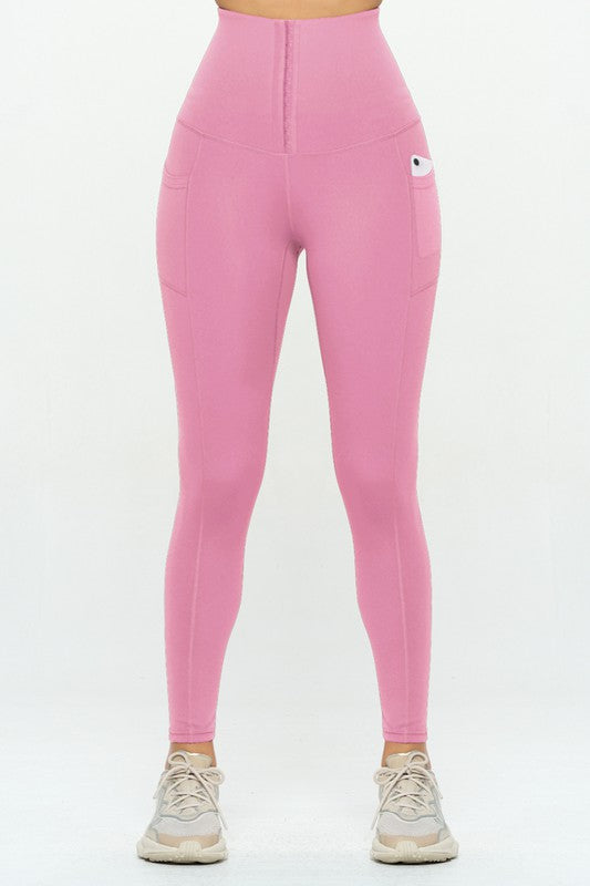 Corset leggings  Soft Body Shaper with Pockets Corset Leggings Pink S 