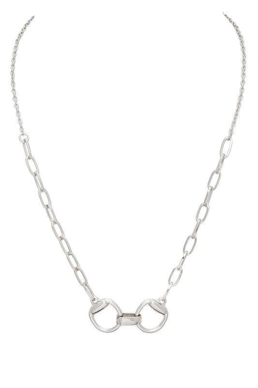 Horsebit Pendant Necklace Western Necklace Rhodium O/S 