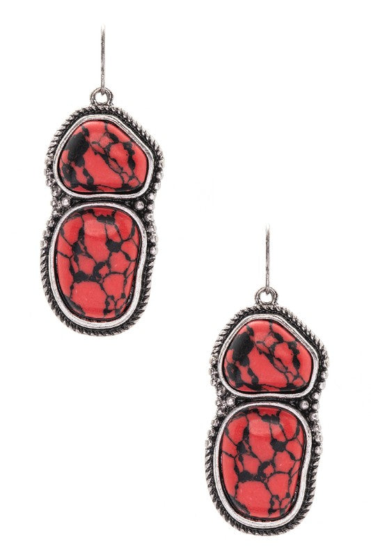 Iconic Western Stone Earrings Western Earrings Red O/S 