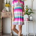 Heimish Striped Short Sleeve Mini Tee Dress Plus Size