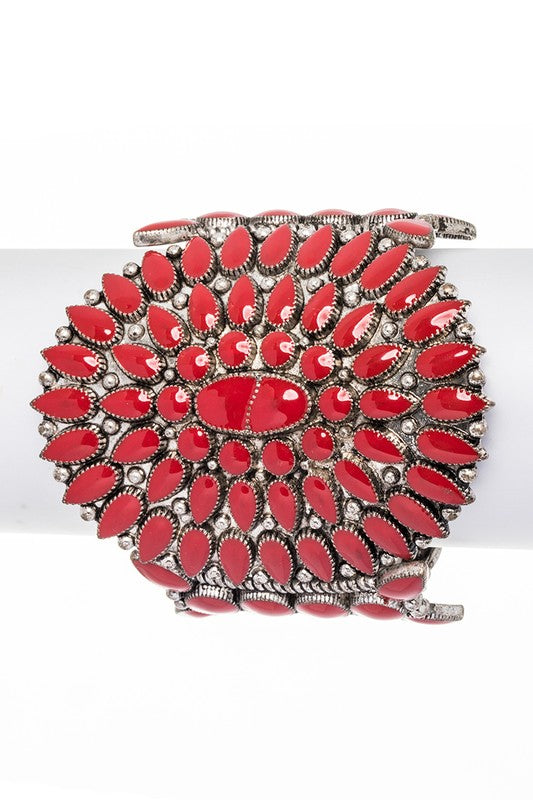 Enamel Oversize Stretch Western Bracelet Western Bracelets SILVER/RED O/S 