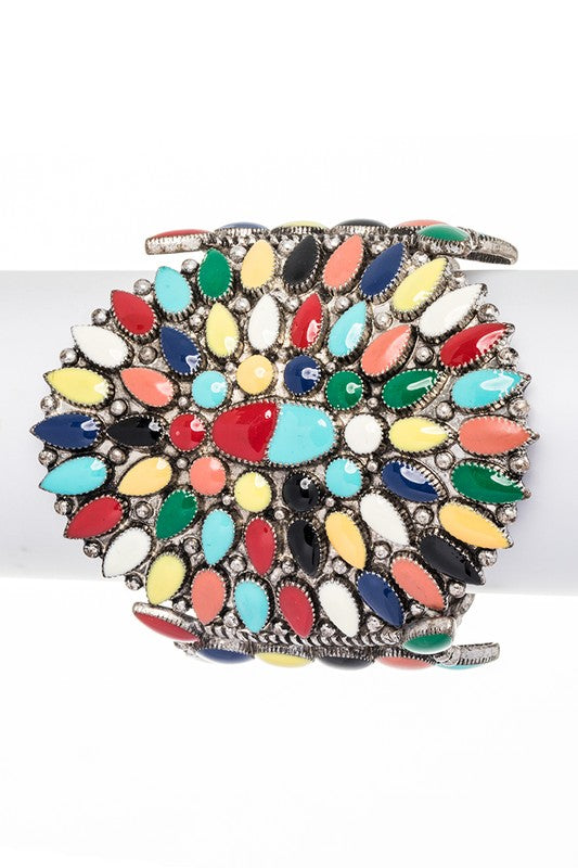 Enamel Oversize Stretch Western Bracelet Western Bracelets Silver/Multi O/S 