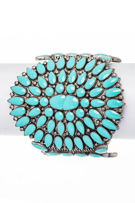 Enamel Oversize Stretch Western Bracelet Western Bracelets Silver/Turquoise O/S 