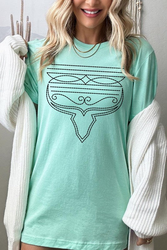 Western Boot Stitch Graphic Tee  MINT S 