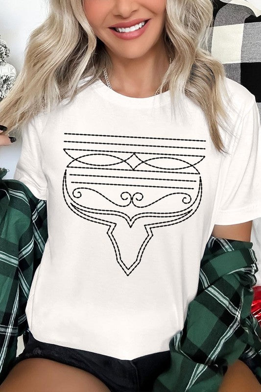 Western Boot Stitch Graphic Tee  VINTAGE WHITE S 