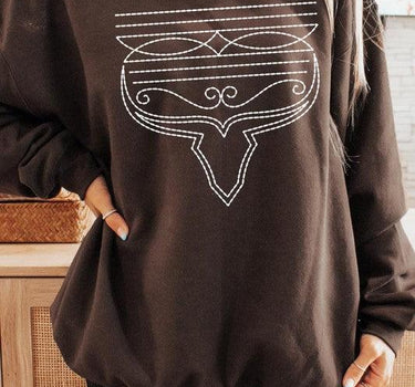 Western Boot Stitch Graphic Fleece Sweatshirts