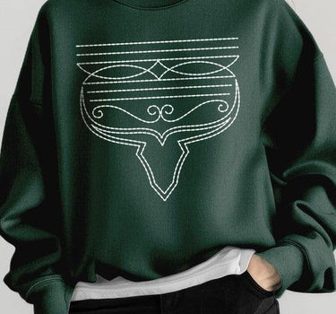 Western Boot Stitch Graphic Fleece Sweatshirts