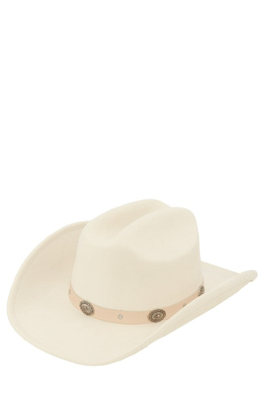 Classic Fedora Hat with Buckle Belt Accent Classic Fedora Hat with Buckle Belt Headband IVORY OS 