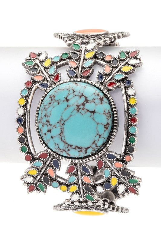 Iconic Stone Western Boho Stretch Bracelet Western Bracelet Turquoise/Multi O/S 