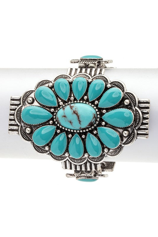 Oversize Western Boho Stretch Bracelet Western Bracelet Turquoise O/S 