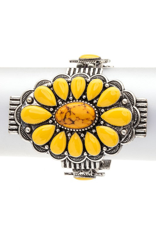 Oversize Western Boho Stretch Bracelet Western Bracelet Yellow O/S 