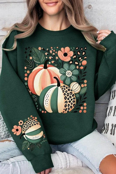 Boho Fall Leopard Pumpkins Graphic Sweatshirt