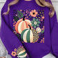 Boho Fall Leopard Pumpkins Graphic Sweatshirt Fall Sweatshirt PURPLE S 