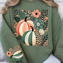 Boho Fall Leopard Pumpkins Graphic Sweatshirt