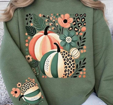 Boho Fall Leopard Pumpkins Graphic Sweatshirt