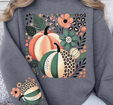 Boho Fall Leopard Pumpkins Graphic Sweatshirt