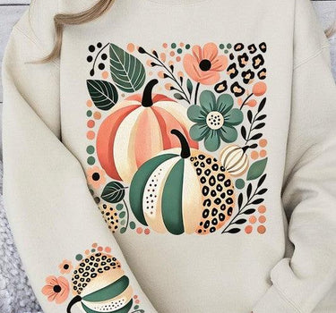 Boho Fall Leopard Pumpkins Graphic Sweatshirt