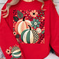 Boho Fall Leopard Pumpkins Graphic Sweatshirt Fall Sweatshirt RED S 