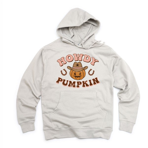 Howdy Pumpkin Cowboy Graphic Hoodie Womens Fall Hoodie Smoke Small 