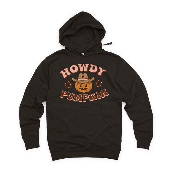 Howdy Pumpkin Cowboy Graphic Hoodie Womens Fall Hoodie Black Small 