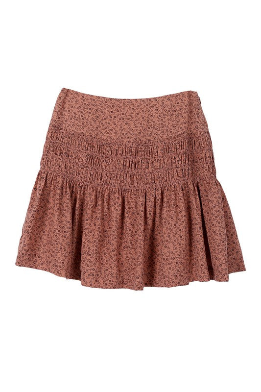 Floral smocked skirt Mini Skirt   