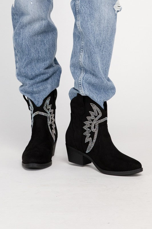 RONAN Rhinestone Western Booties Bootie   