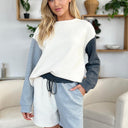 Double Take Contrast Drop Shoulder Top and Shorts Set