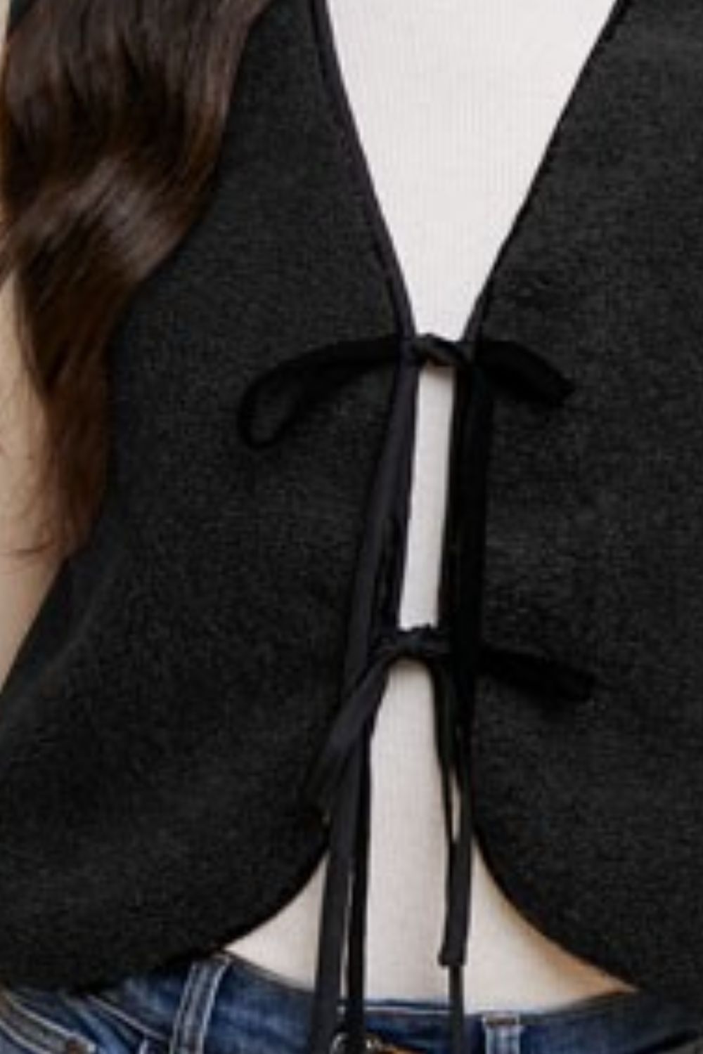 Annie Wear V-Neck Tie Detail Vest Coat Womens Tie Detail Vest Coat