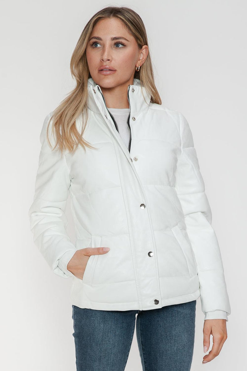 YMI Pocketed Zip Up Turtleneck Puffer Jacket - Three Mad Hatters Mercantile 