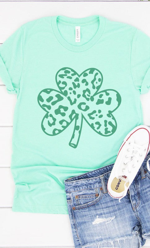 Green Leopard Clover Graphic Tee PLUS  Mint XXL 