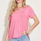 Basic Bae Full Size V-Neck High-Low T-Shirt Womens T-shirt Coral S 