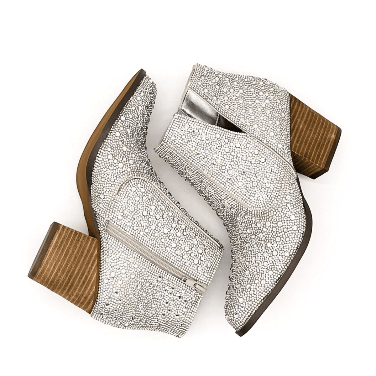 Shine Star Rhinestone Bootie in Silver - Three Mad Hatters Mercantile 