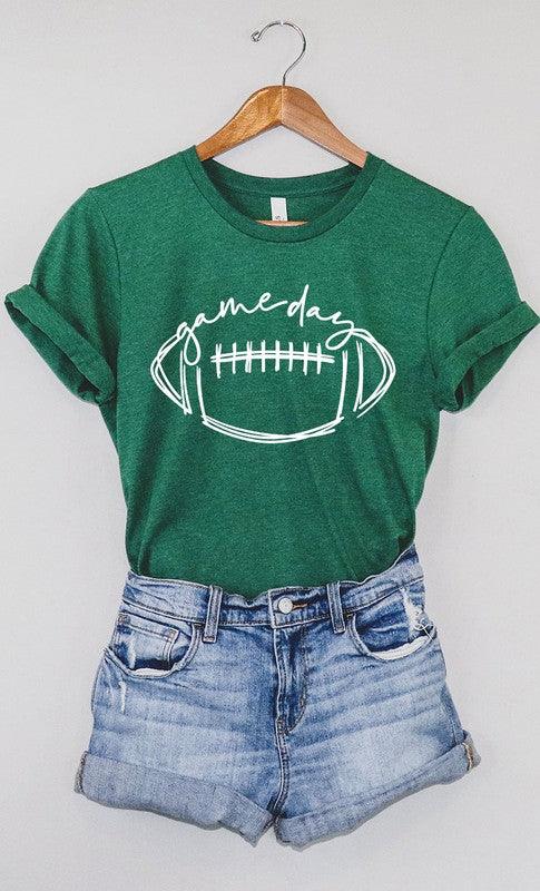 Cursive Football Game Day Graphic Tee - Three Mad Hatters Mercantile 