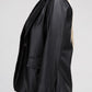 Sleek Pu Leather Blazer with Front Closure Blazer   