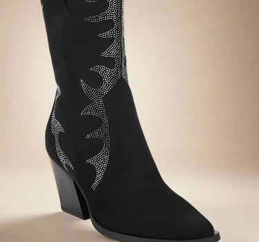 Rambler Rhinestones Embellished Calf Boots