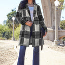 Double Take Plaid Button Up Lapel Collar Coat