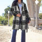 Double Take Plaid Button Up Lapel Collar Coat Womens Plaid Lapel Collar Coat Black S