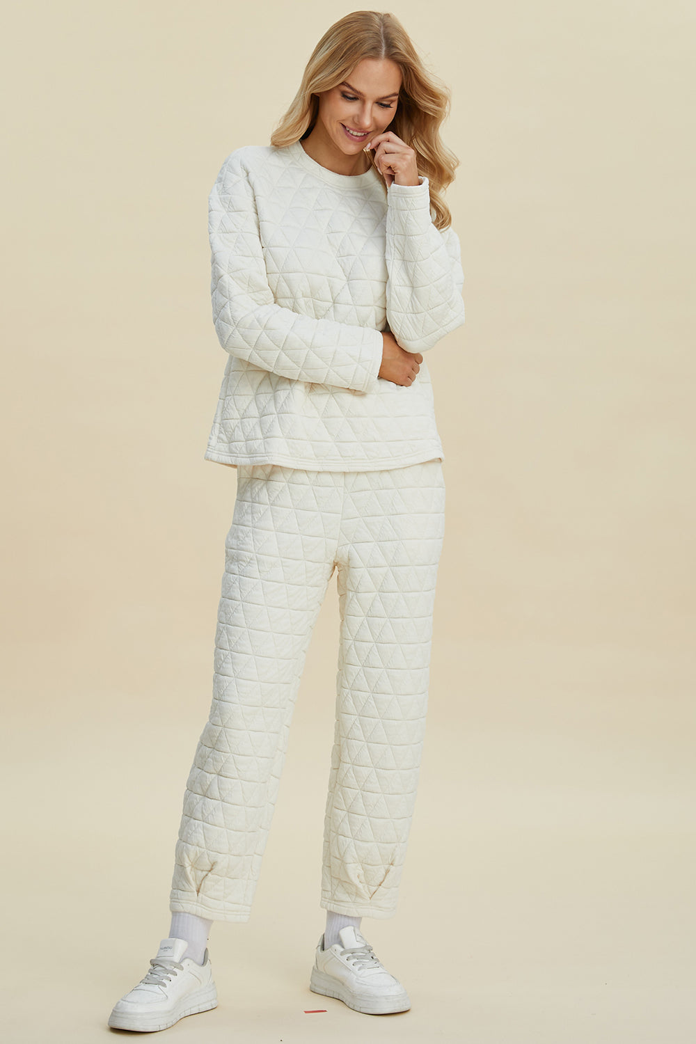 Double Take Textured Long Sleeve Top and Pants Set Lounge Set