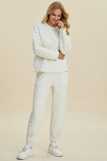 Double Take Textured Long Sleeve Top and Pants Set