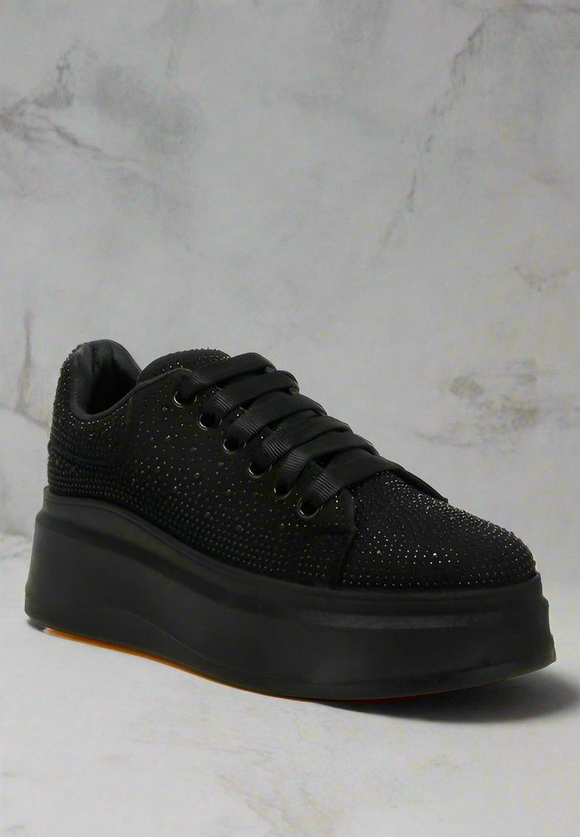 Jitter Bug Rhinestones Embellished Chunky Sneakers - Three Mad Hatters Mercantile 