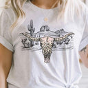 Longhorn Skull Western Desert Scene Graphic Tee